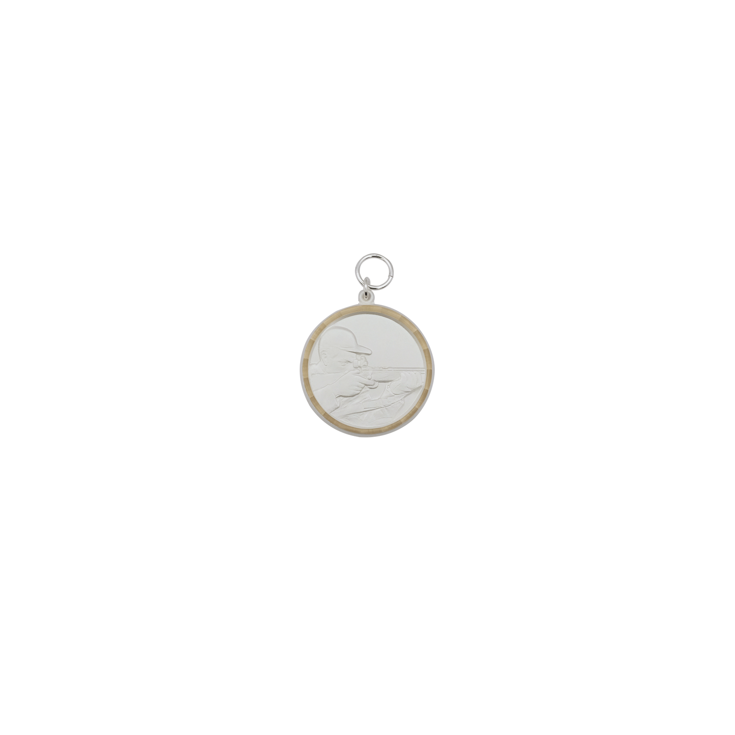 Medaille, Messing, versilbert, mit Öse(n) und Ring(en)