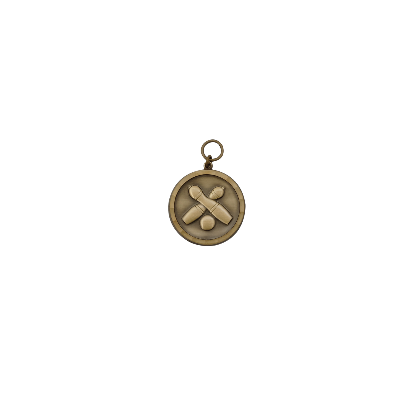 RESTPOSTEN Medaille, Messing, bronzefarbig, mit Öse(n) und Ring(en)