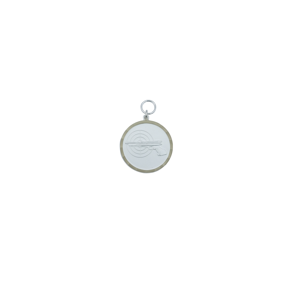 Medaille, Messing, versilbert, mit Öse(n) und Ring(en)