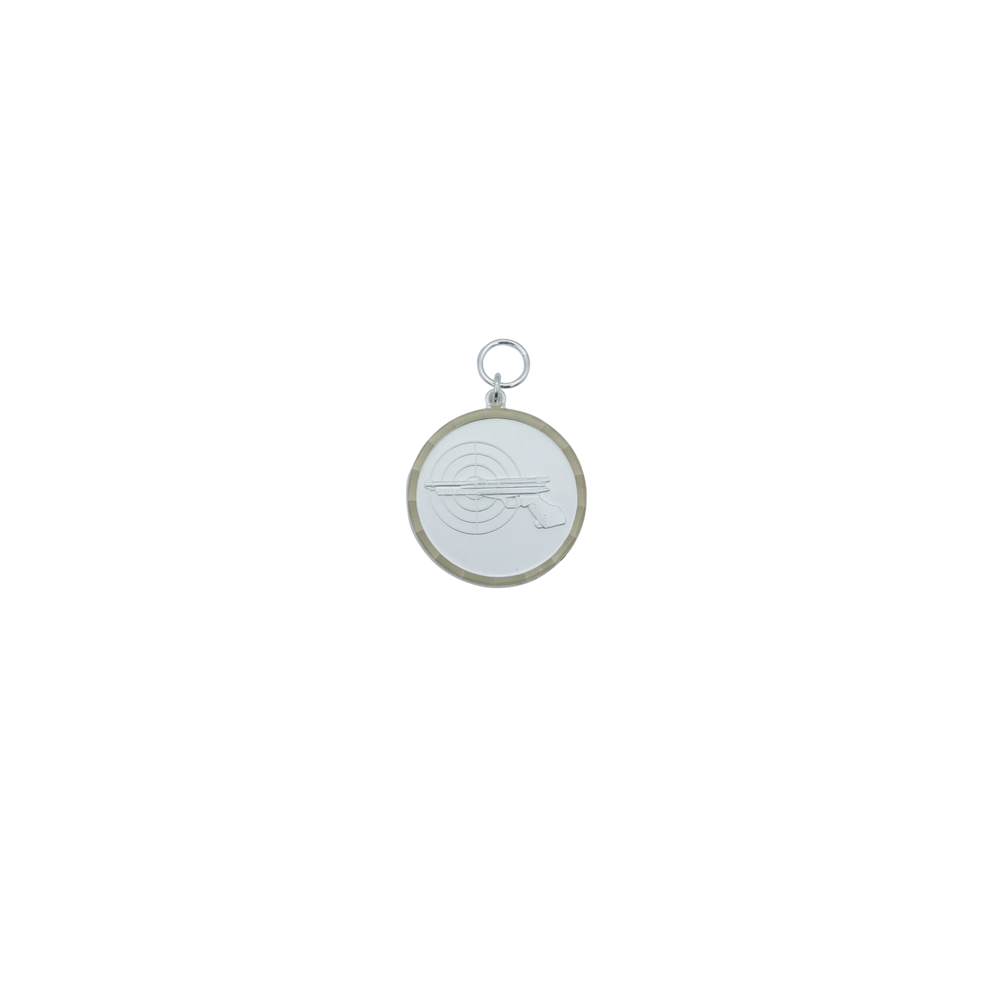 Medaille, Messing, versilbert, mit Öse(n) und Ring(en)