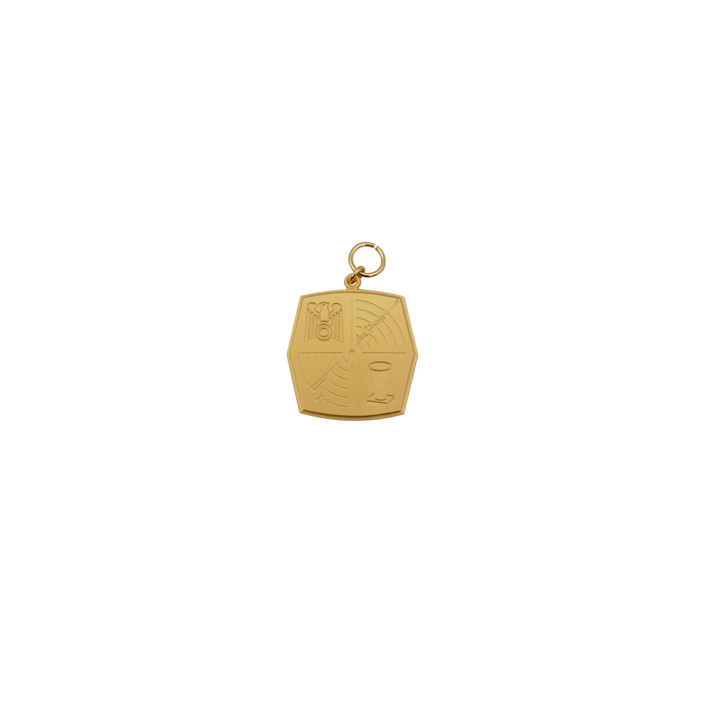 Medaille, Messing, vergoldet, mit Öse(n) und Ring(en)