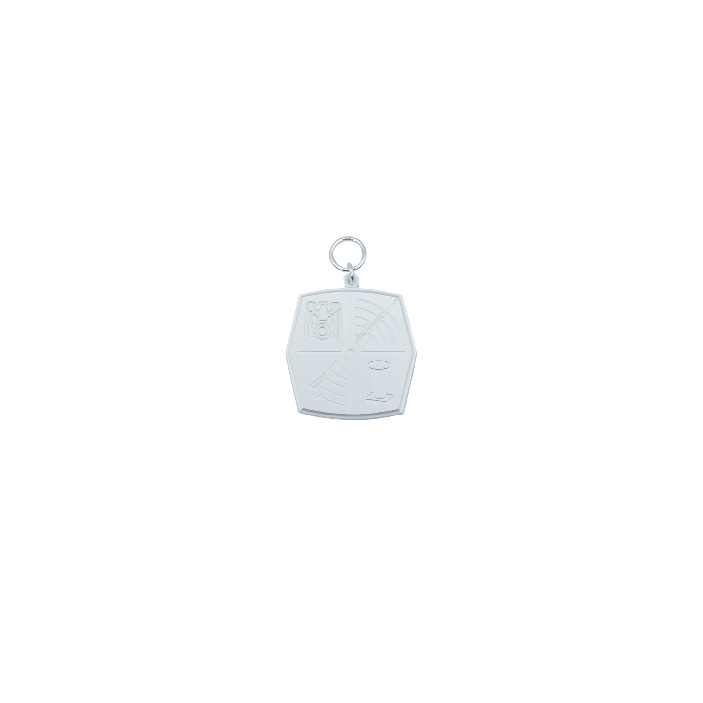 Medaille, Messing, versilbert, mit Öse(n) und Ring(en)