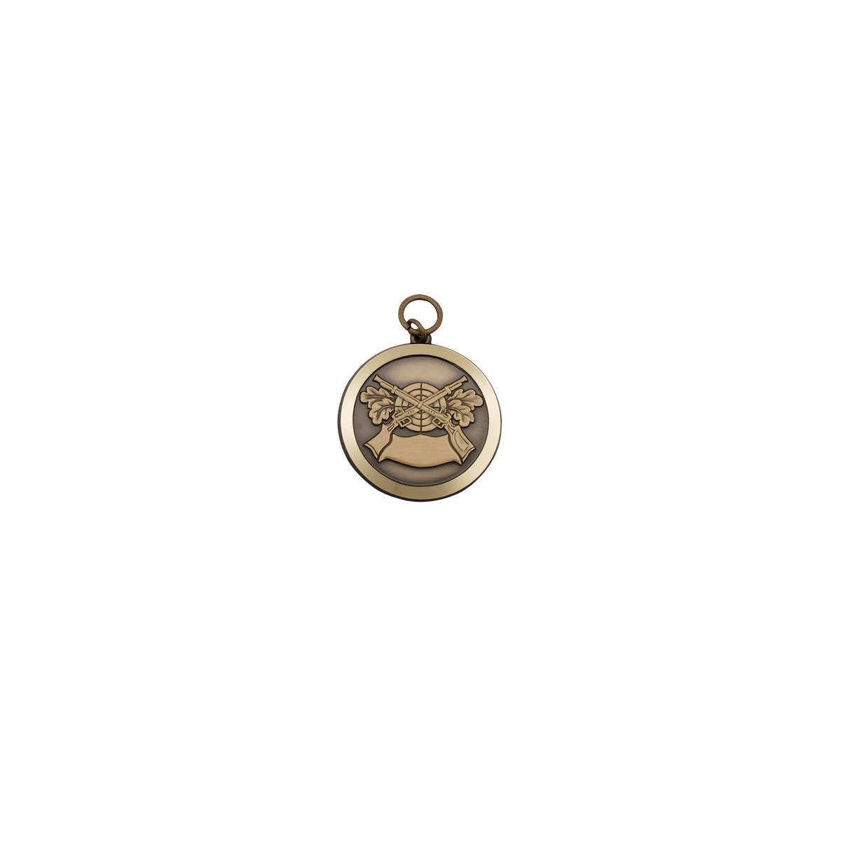Medaille, Messing, bronzefarbig, mit Öse(n) und Ring(en)