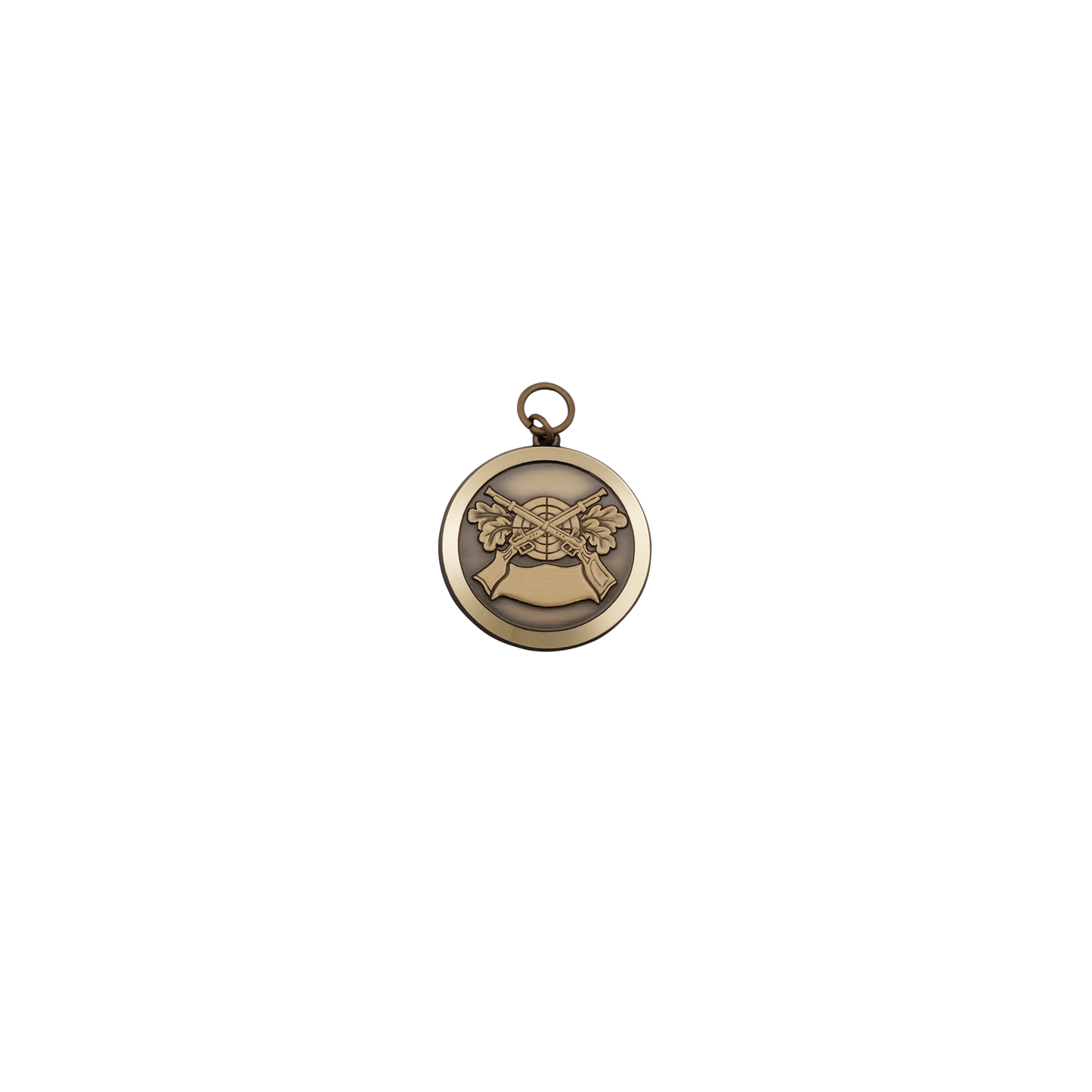 Medaille, Messing, bronzefarbig, mit Öse(n) und Ring(en)