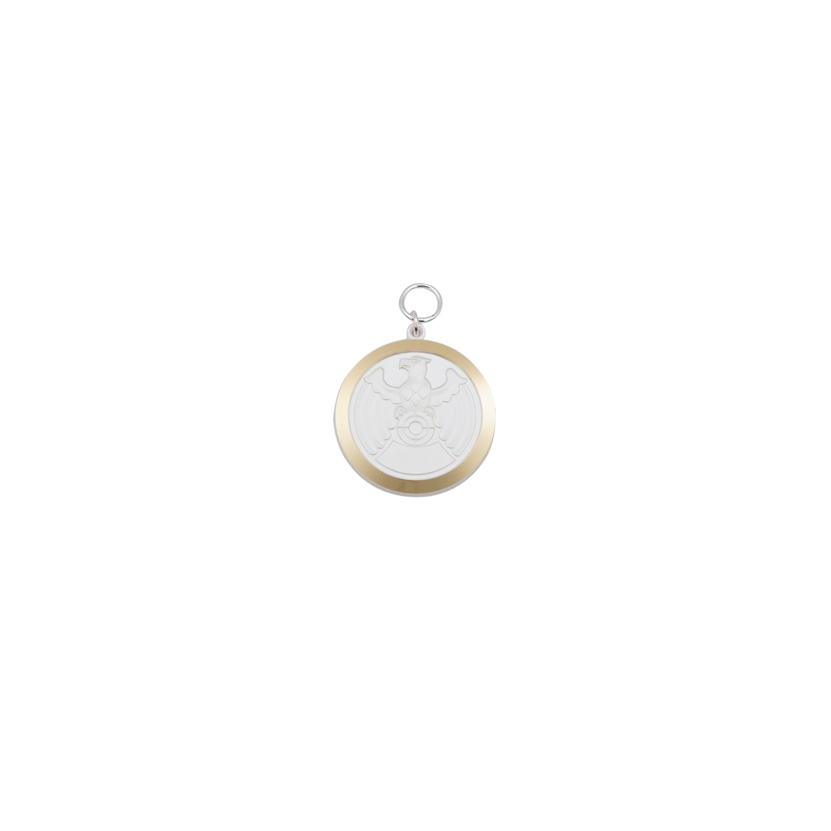 Medaille, Messing, versilbert, mit Öse(n) und Ring(en)