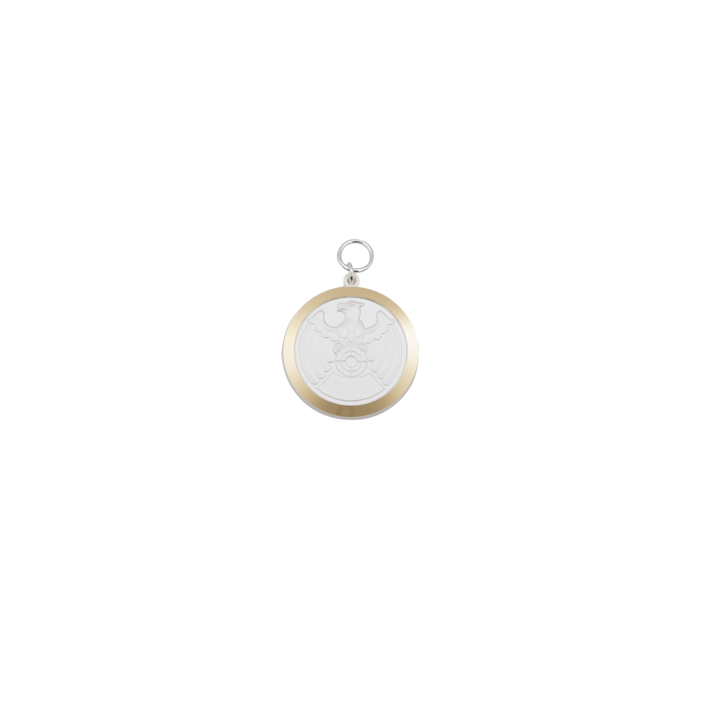 Medaille, Messing, versilbert, mit Öse(n) und Ring(en)