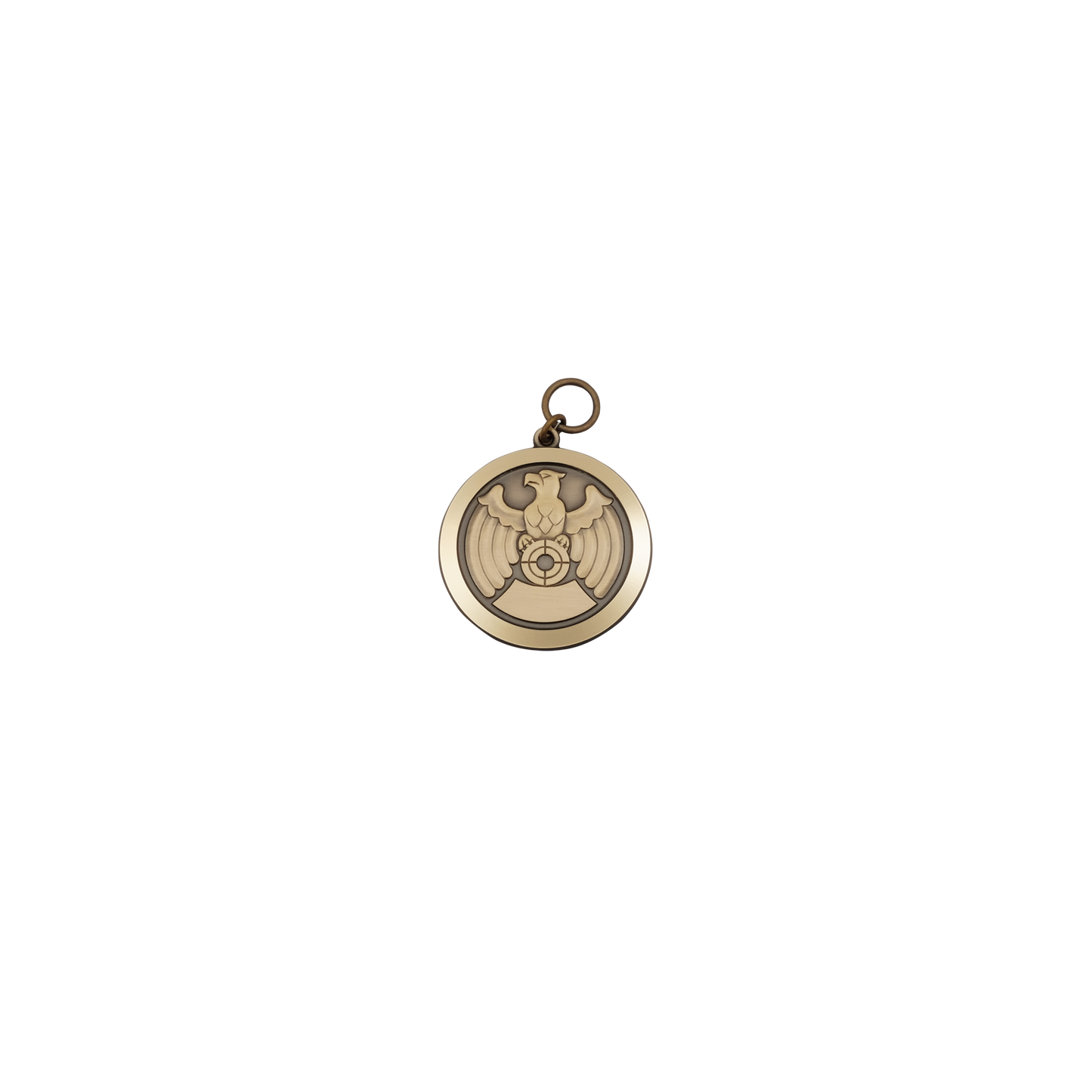Medaille, Messing, bronzefarbig, mit Öse(n) und Ring(en)