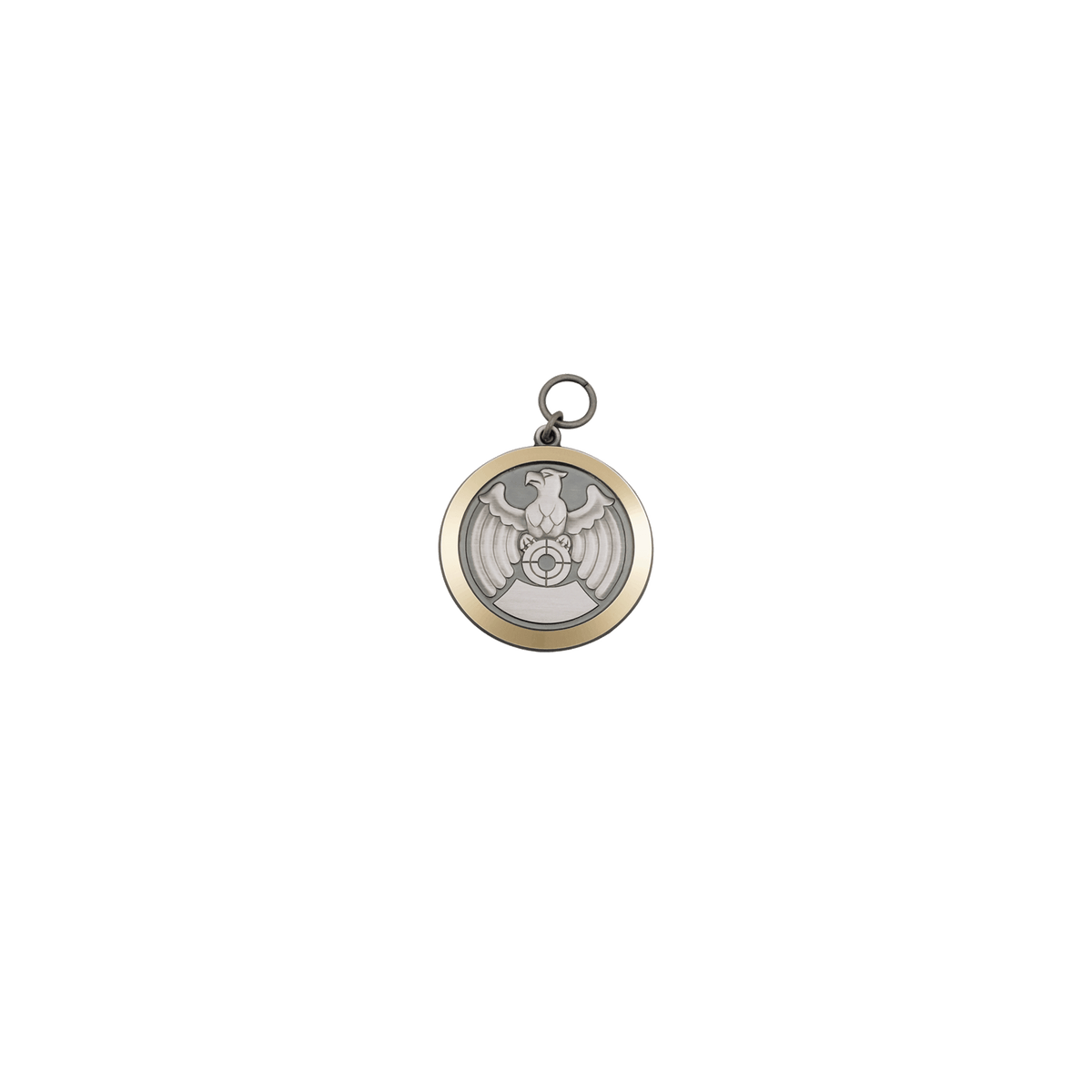 Medaille, Messing, altsilber, mit Öse(n) und Ring(en)
