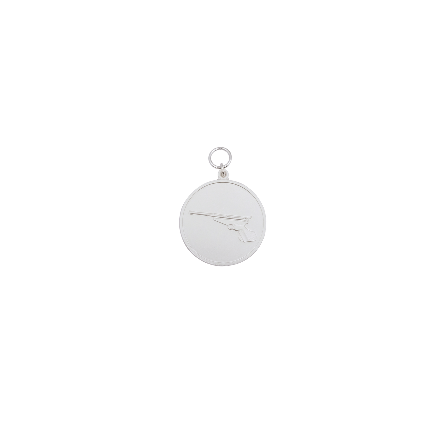 Medaille, 39mm, Messing, versilbert, mit Öse(n) und Ring(en)