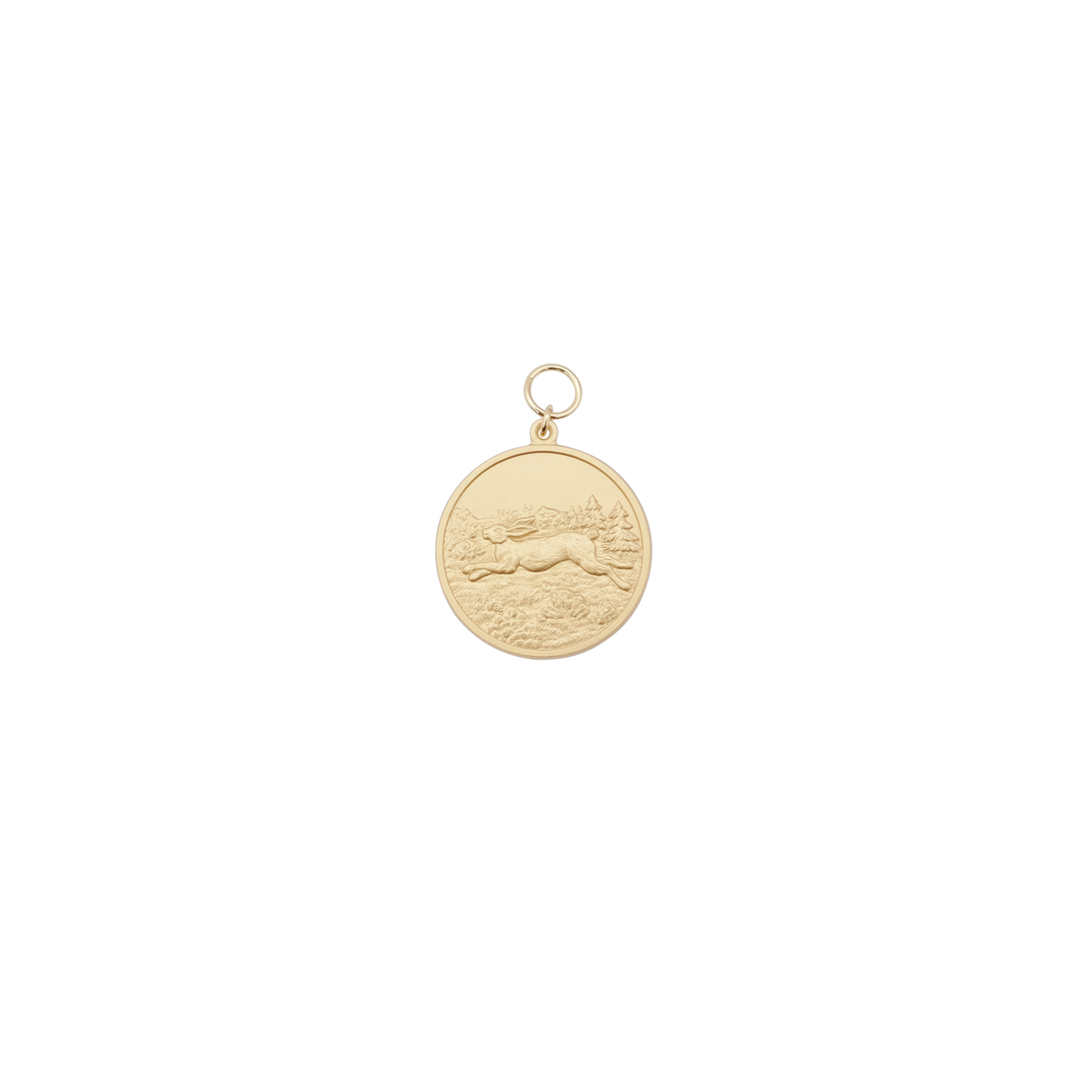 Medaille HASE, Messing, vergoldet, mit Öse(n) und Ring(en)