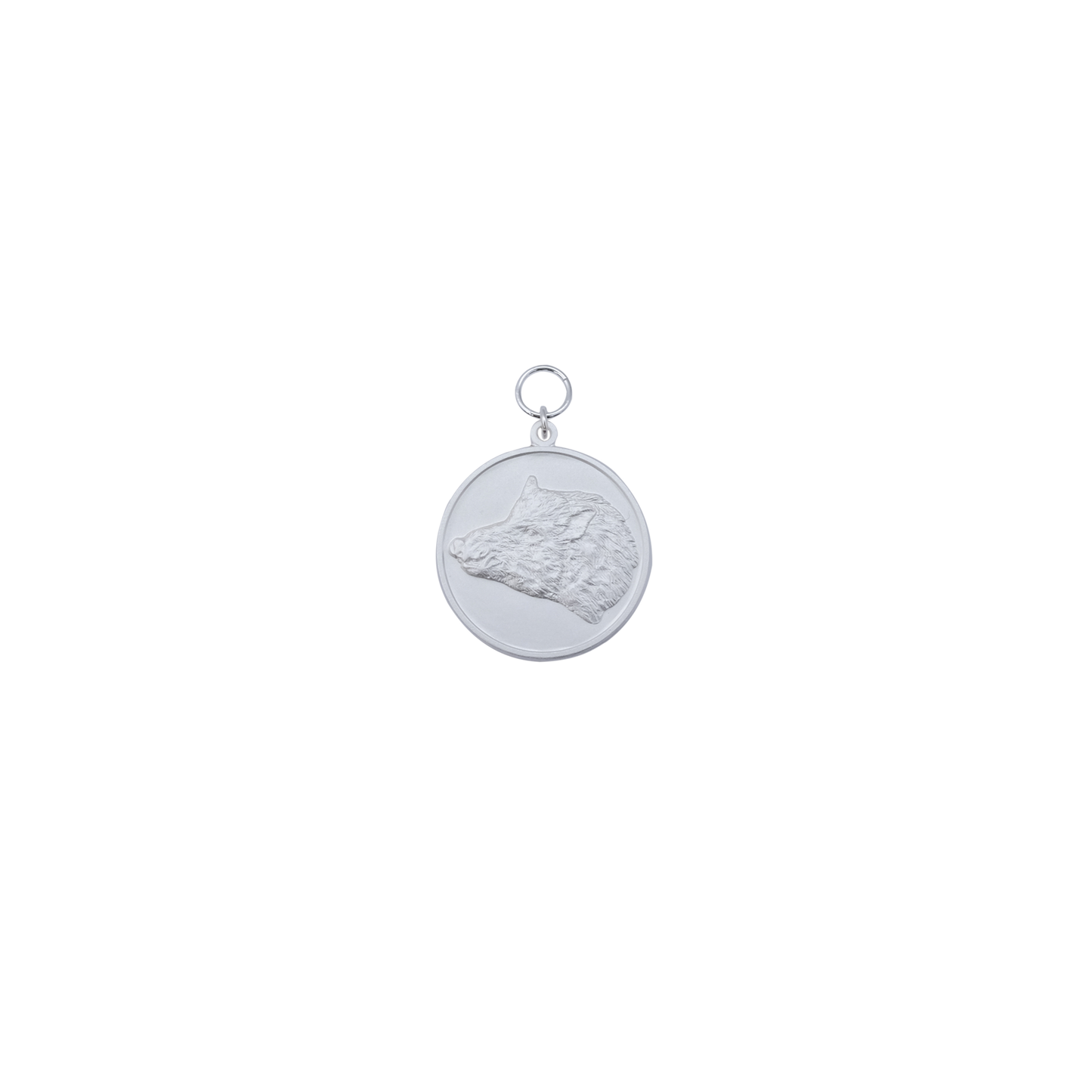 Medaille KEILERKOPF, Messing, versilbert, mit Öse(n) und Ring(en)