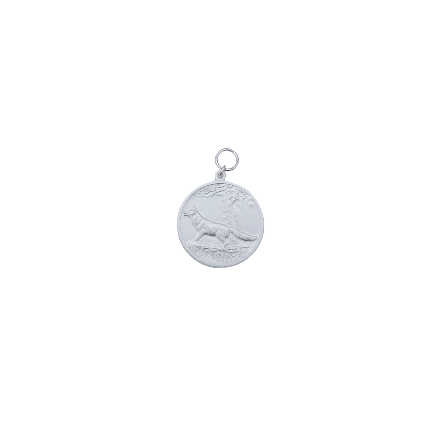 Medaille FUCHS, Messing, versilbert, mit Öse(n) und Ring(en)