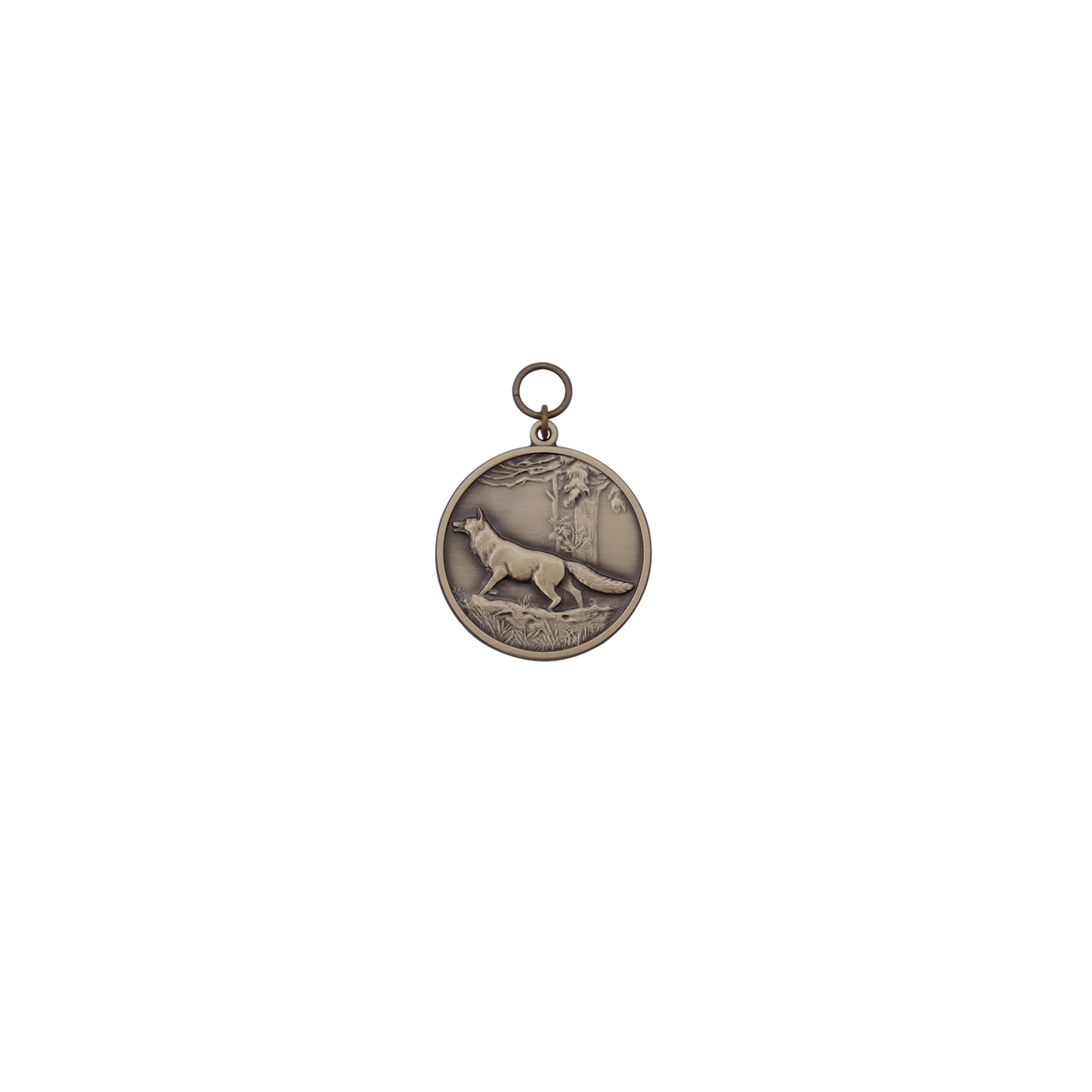 Medaille FUCHS, Messing, bronzefarbig, mit Öse(n) und Ring(en)