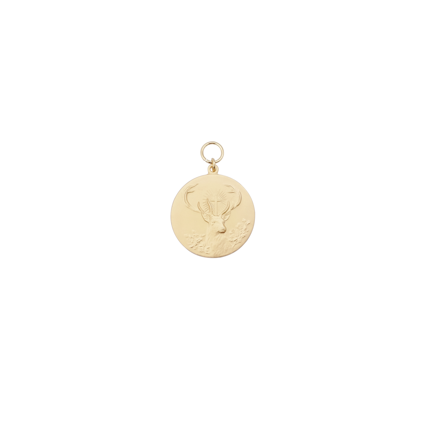 Medaille HUBERTUSHIRSCH, Messing, vergoldet, mit Öse(n) und Ring(en)