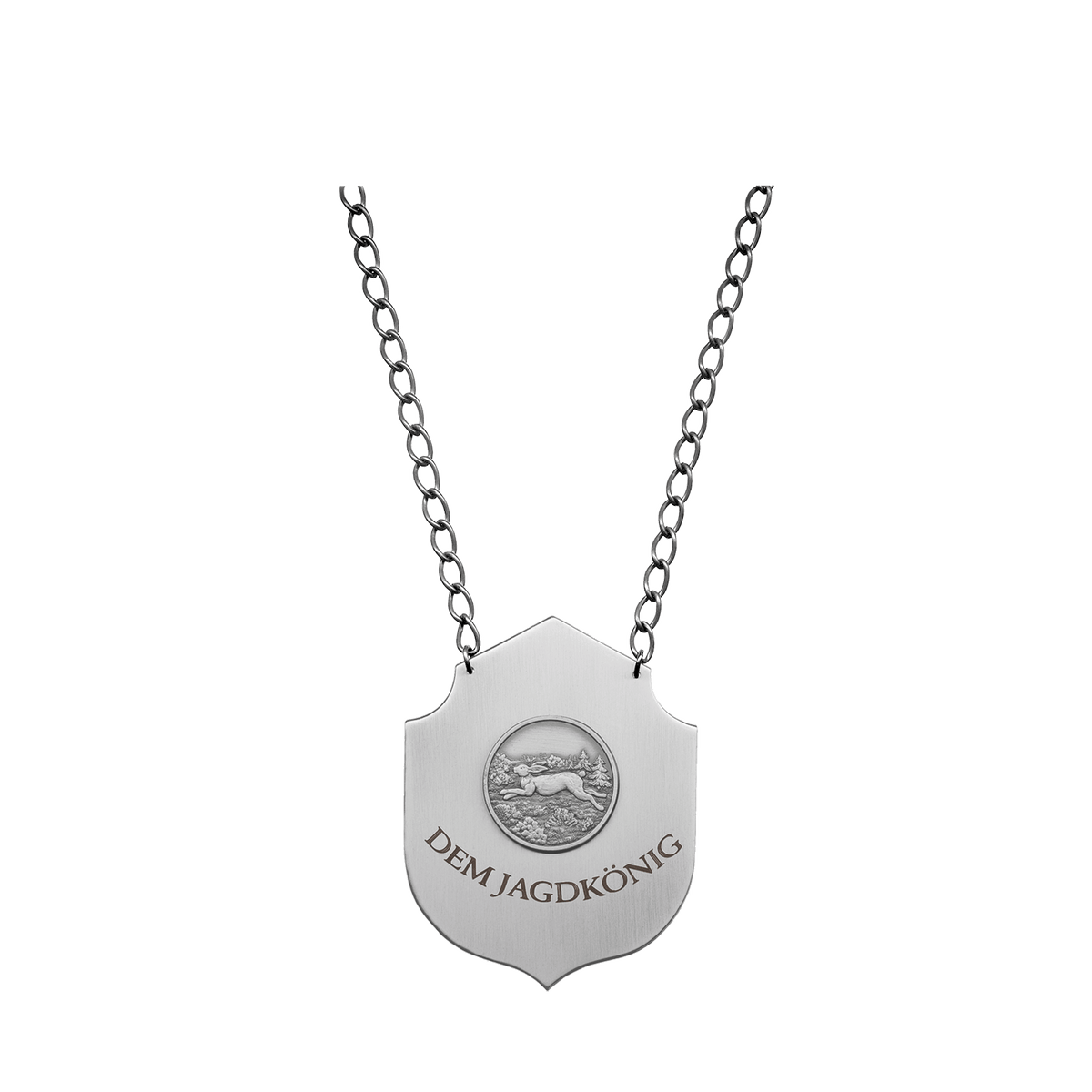 Jagdkette , Messing, altsilber, mit Gravur und Medaille 54787-31