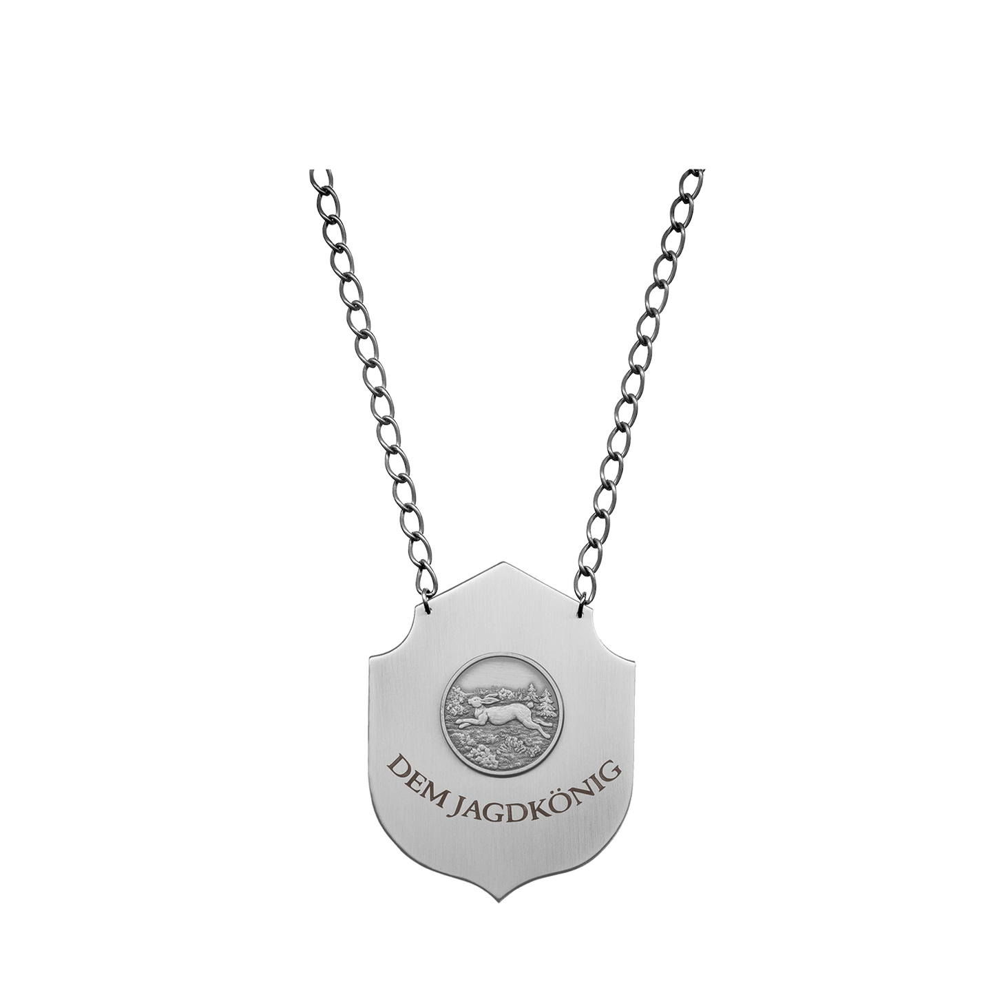 Jagdkette , Messing, altsilber, mit Gravur und Medaille 54787-31
