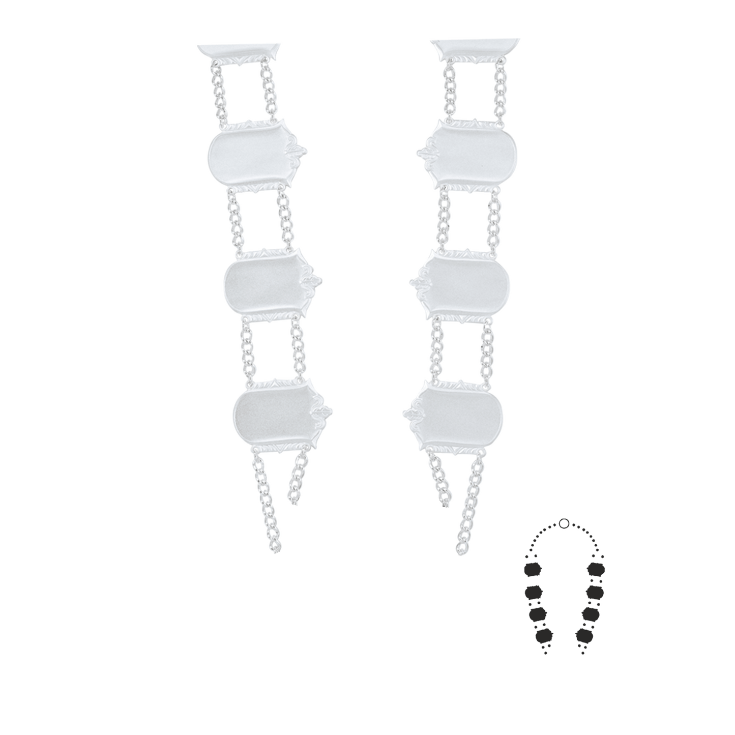 Schützenkette ohne Mittelstück, Messing, versilbert,