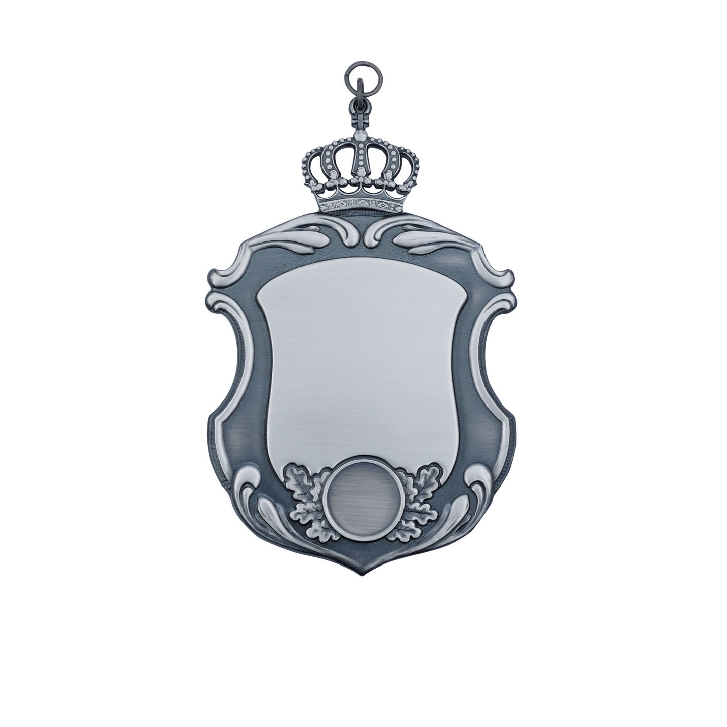 Schild, Messing, altsilber, mit Öse(n) und Ring(en)