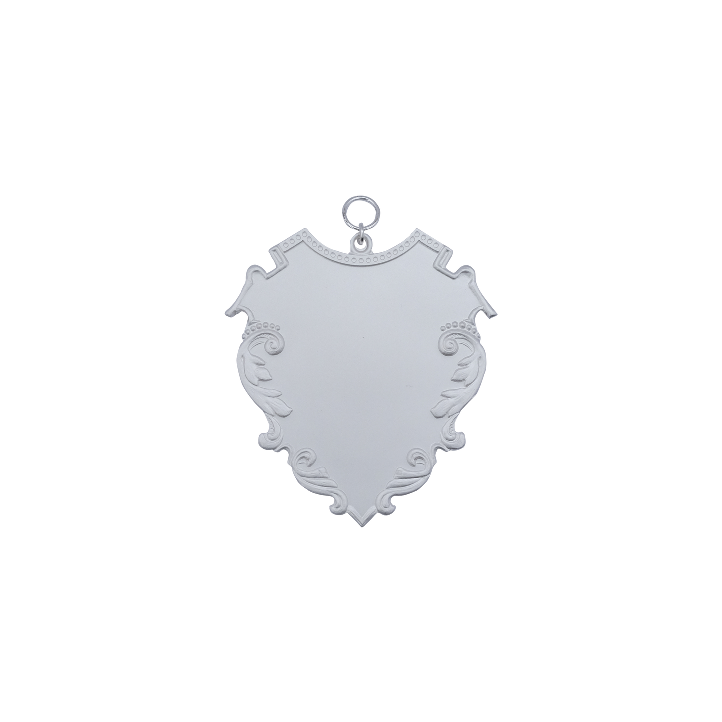 Schild, Messing, versilbert, mit Öse(n) und Ring(en)