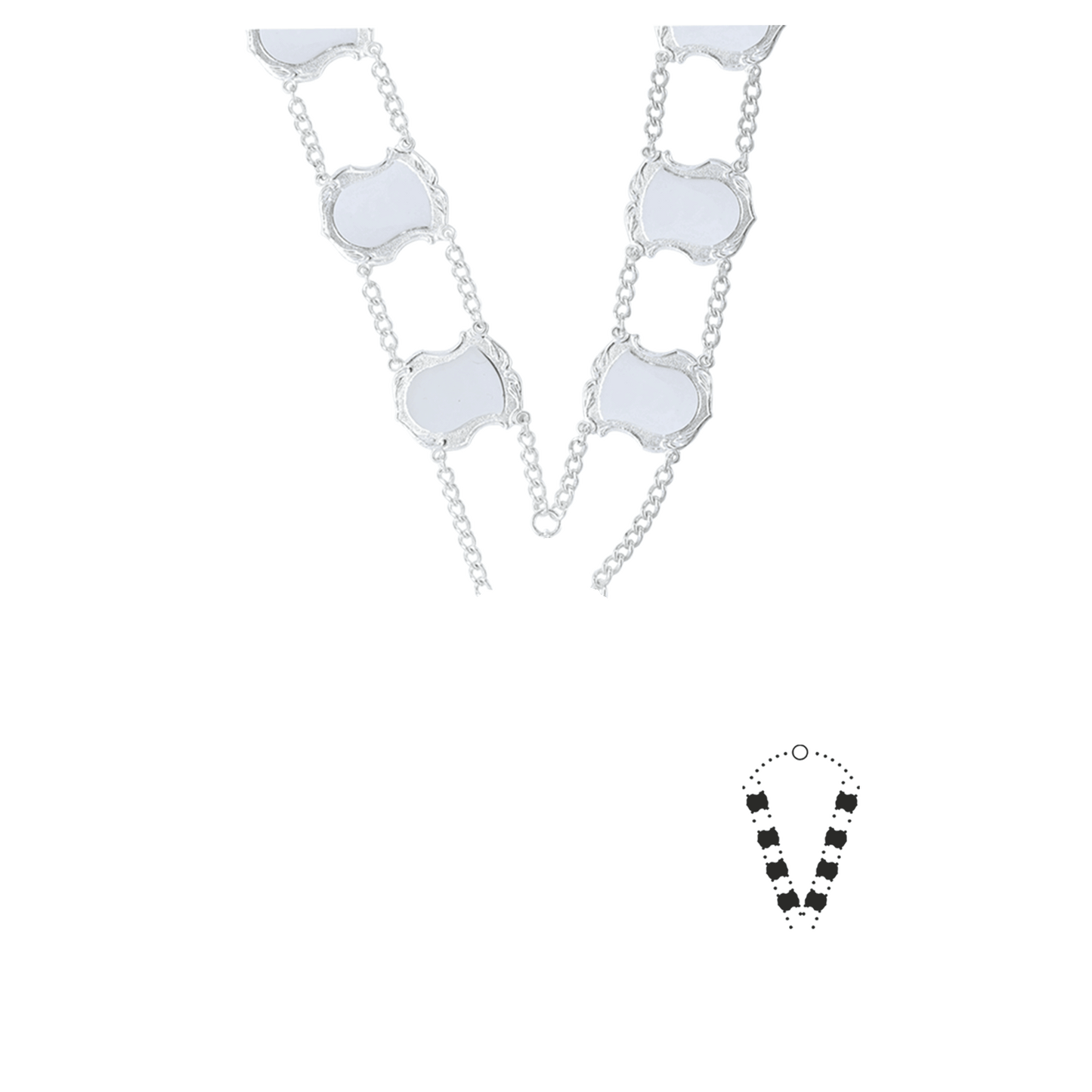 Schützenkette ohne Mittelstück, Messing, versilbert,