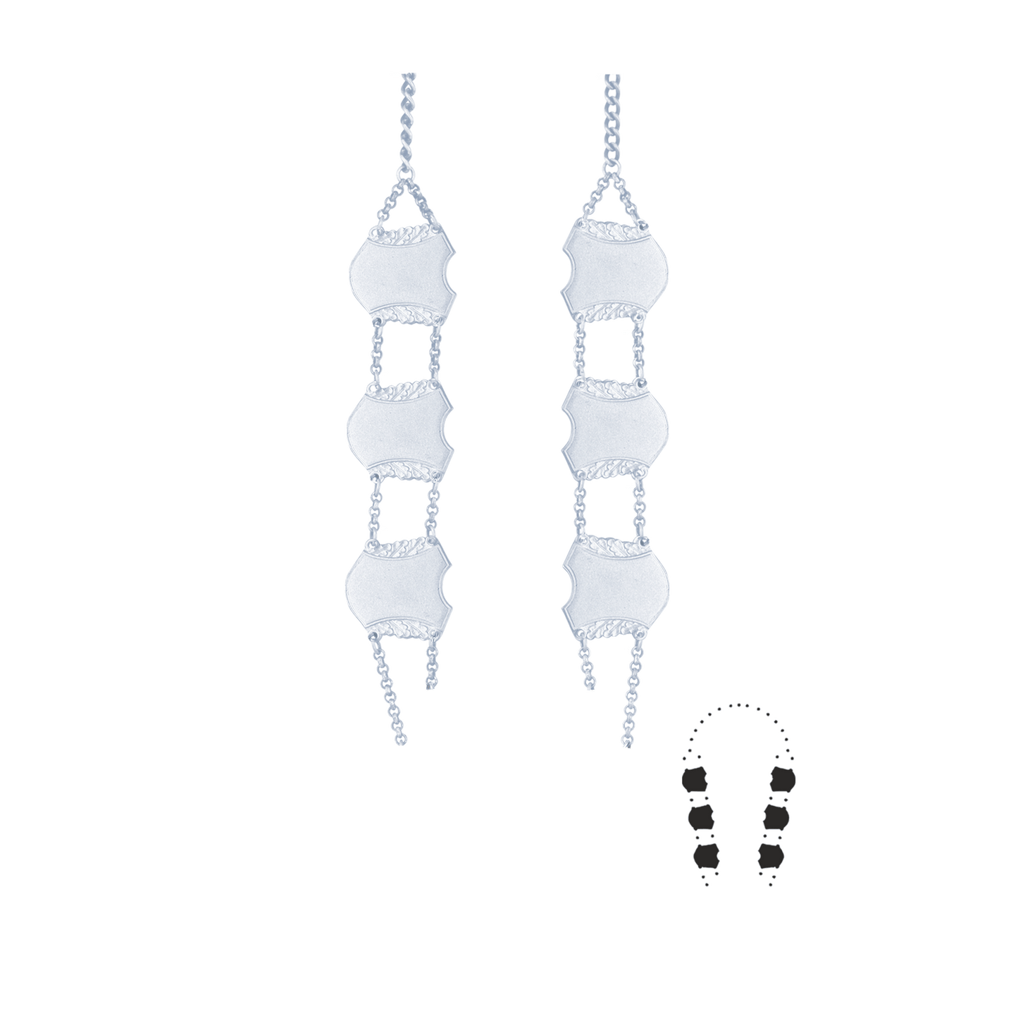 Schützenkette ohne Mittelstück, Messing, versilbert,