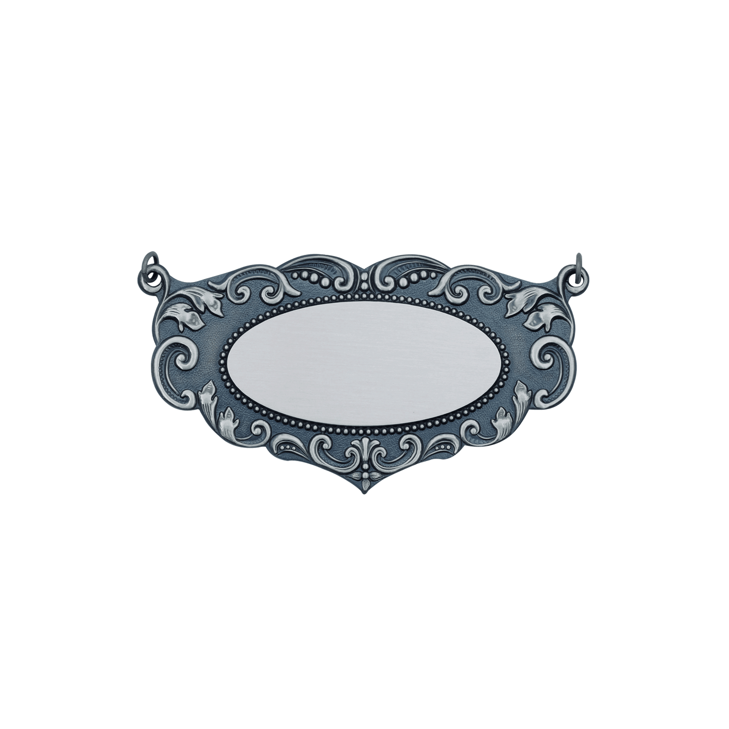 Schild, Messing, altsilber, mit Öse(n) und Ring(en)