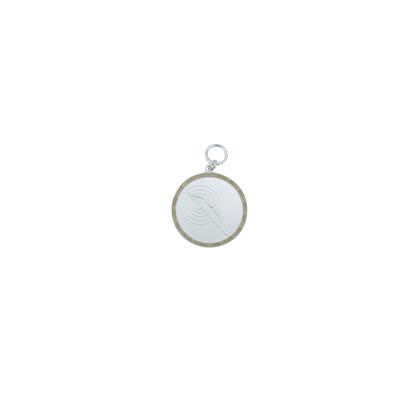 Medaille BOGEN, Messing, versilbert, mit Öse(n) und Ring(en)