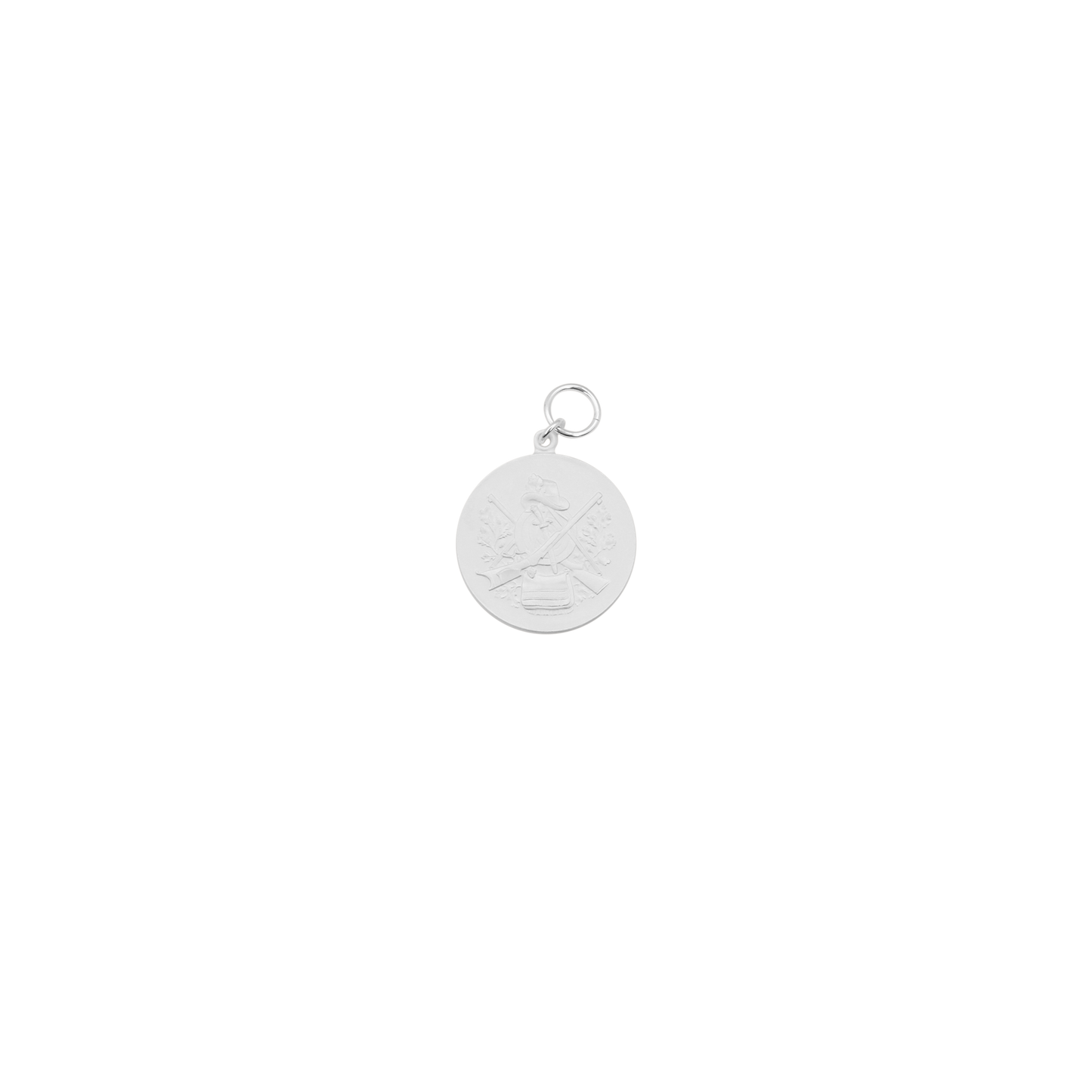 Medaille, 33mm, Messing, versilbert, mit Öse(n) und Ring(en)