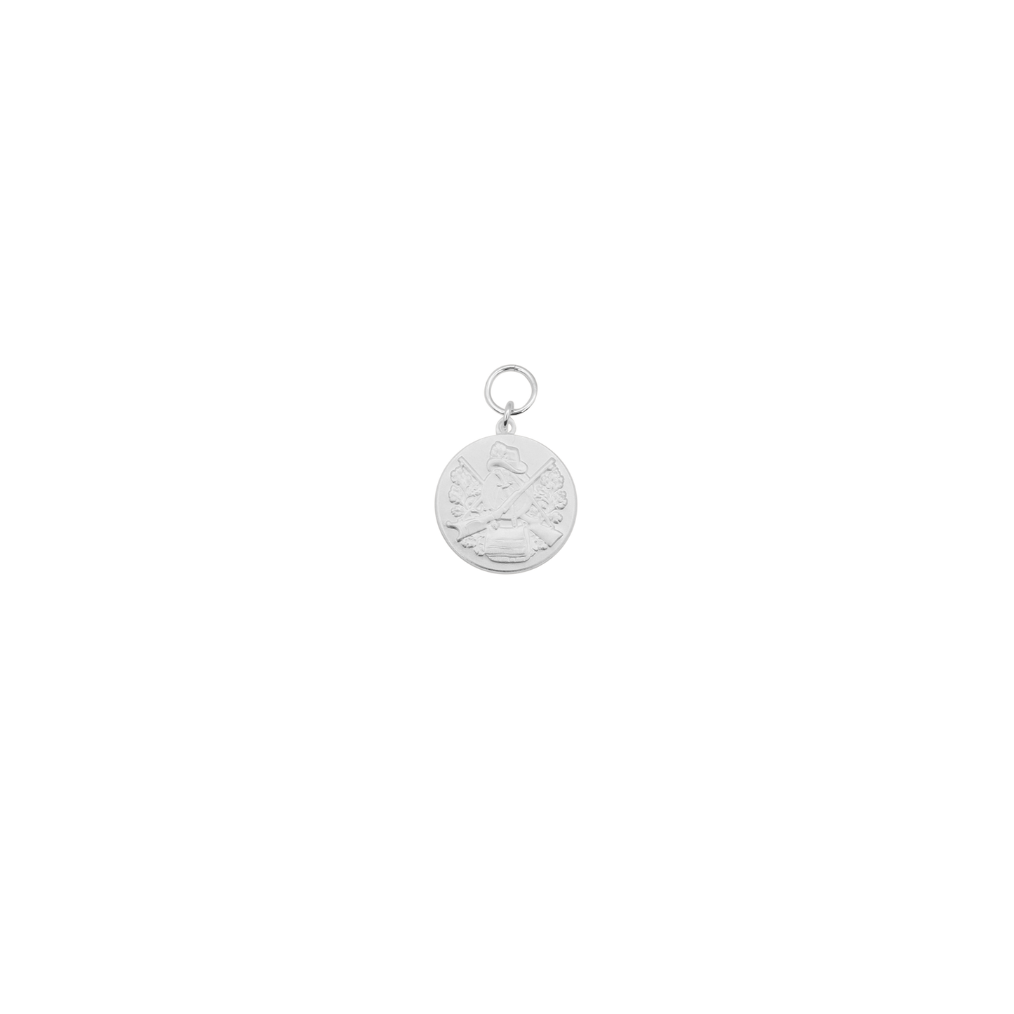 Medaille, 28mm, Messing, versilbert, mit Öse(n) und Ring(en)