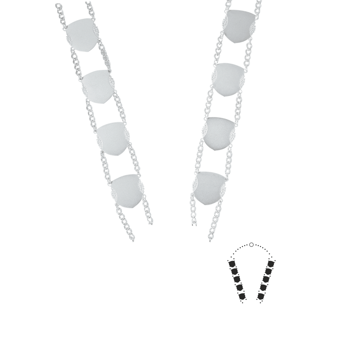 Schützenkette ohne Mittelstück, Messing, versilbert,