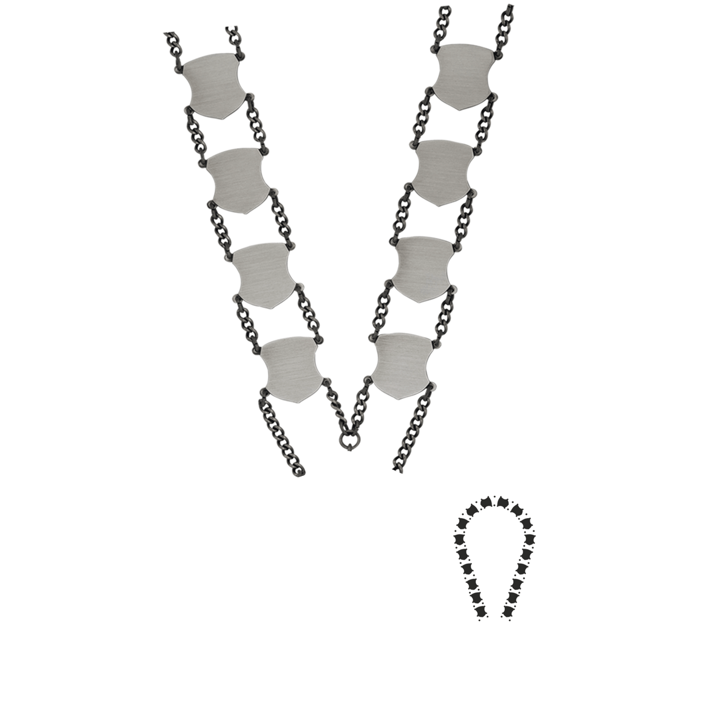 Schützenkette ohne Mittelstück, Messing, altsilber,