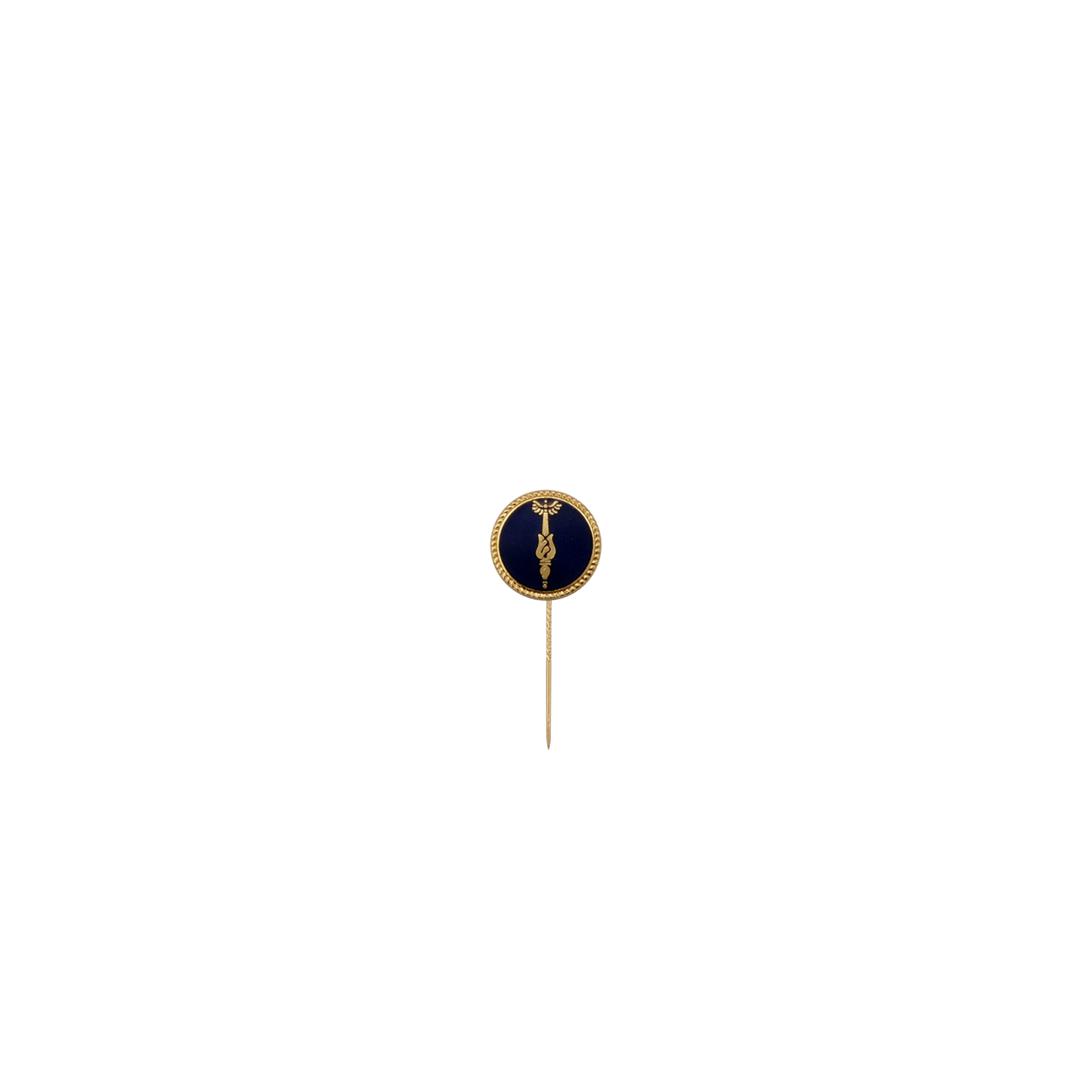 Abzeichen mit Zepter, Blau, Messing, vergoldet, mit langer Nadel