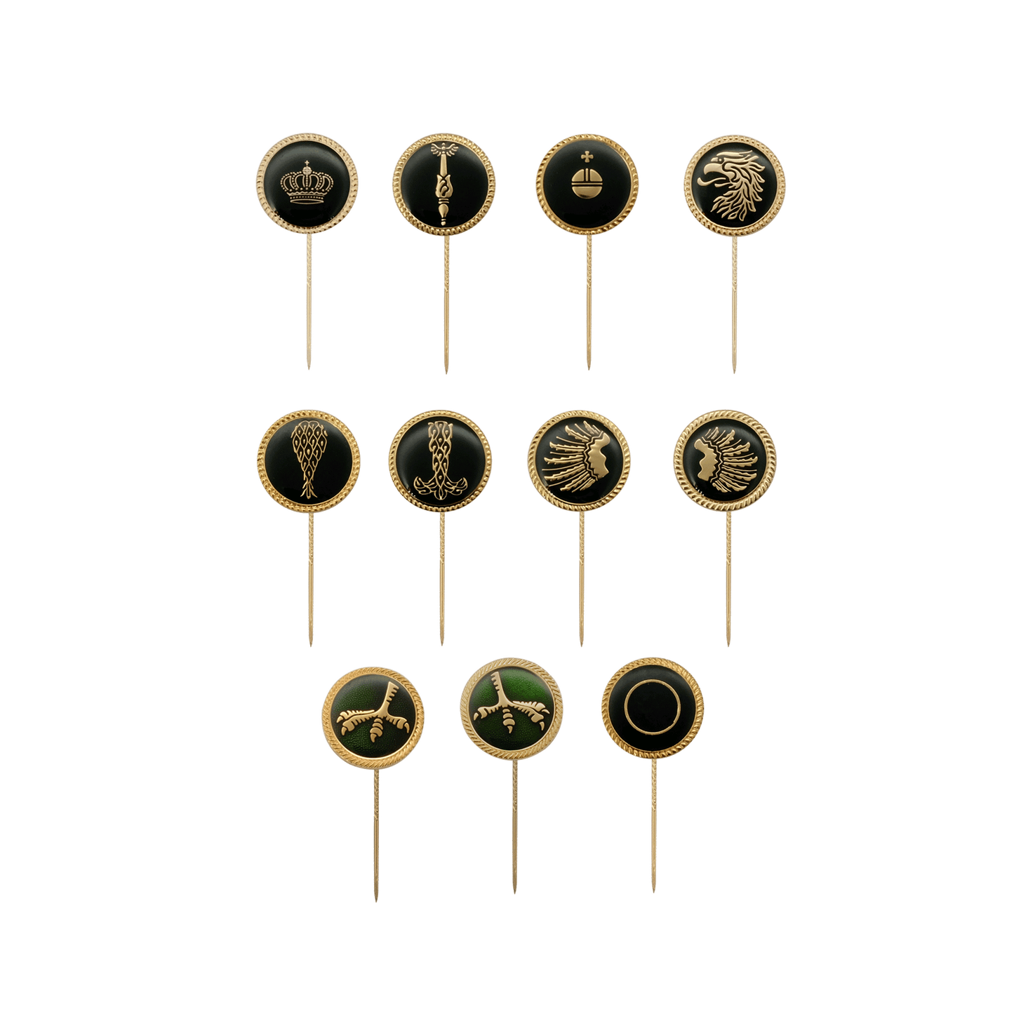 Abzeichen, Pfändersatz, Messing, vergoldet, mit langer Nadel