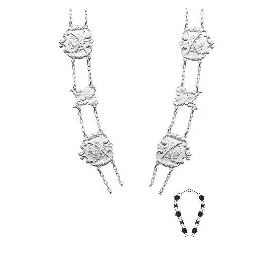 Schützenkette ohne Mittelstück, Messing, versilbert,