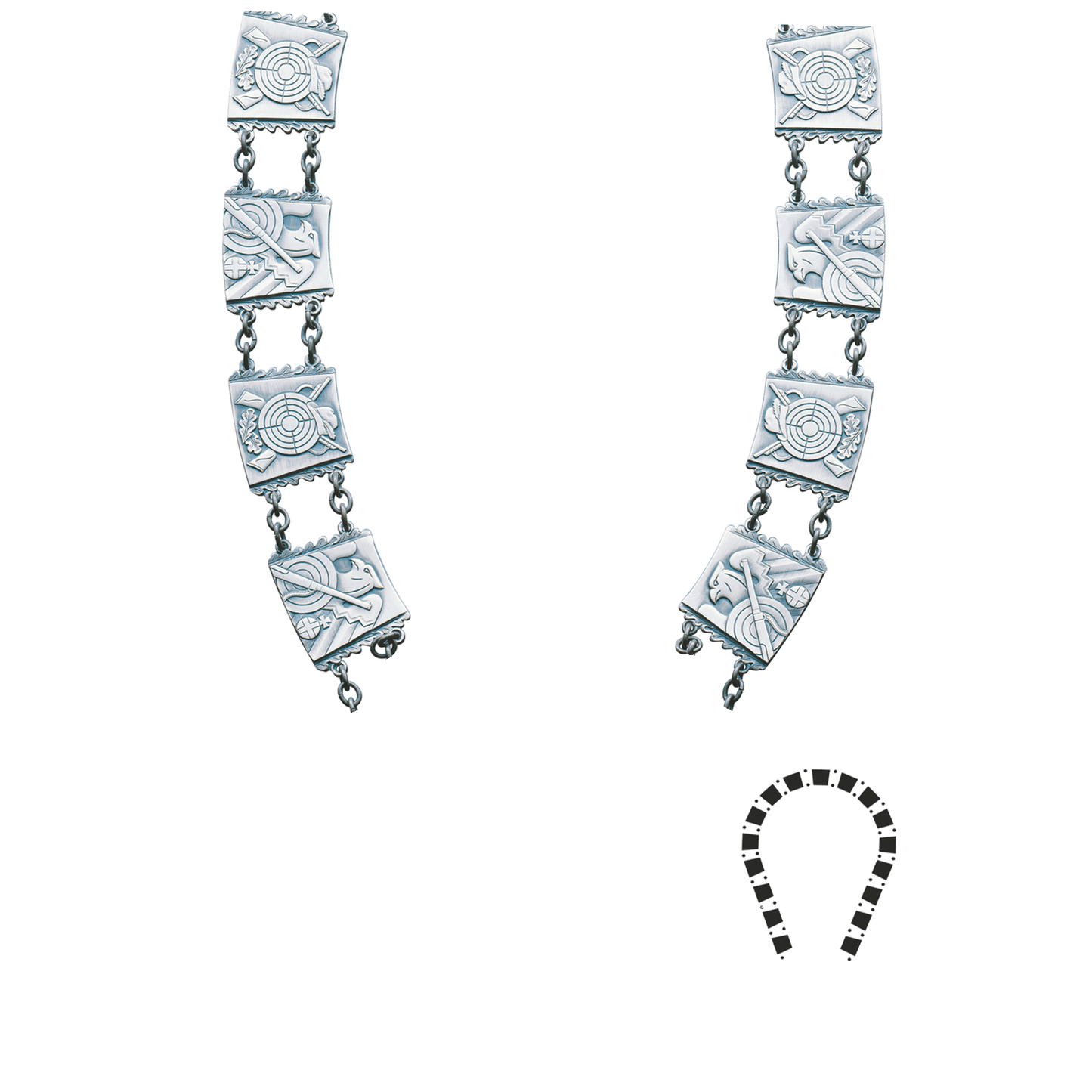 Schützenkette ohne Mittelstück, Messing, altsilber,