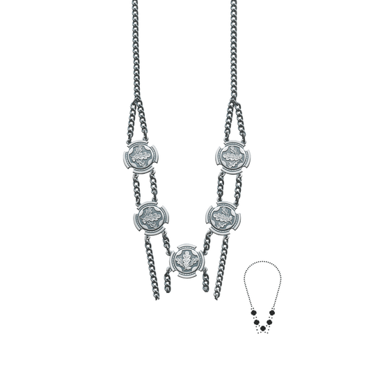 Schützenkette ohne Mittelstück, Messing, altsilber,