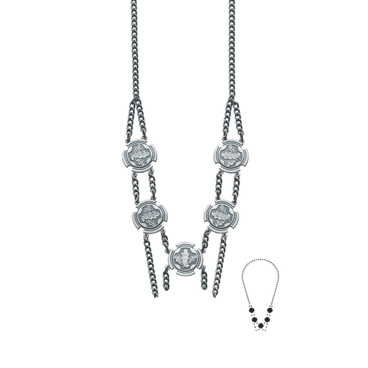 Schützenkette ohne Mittelstück, Messing, altsilber,