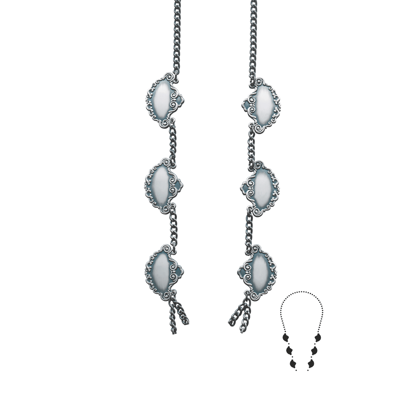 Schützenkette ohne Mittelstück, Messing, altsilber,