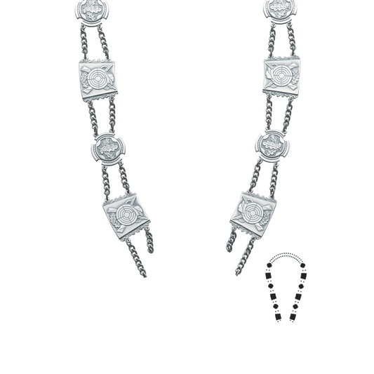 Schützenkette ohne Mittelstück, Messing, altsilber,