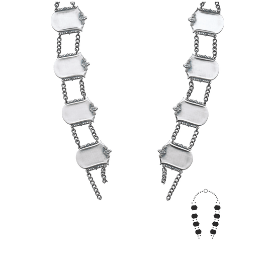 Schützenkette ohne Mittelstück, Messing, altsilber,