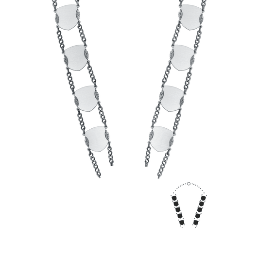 Schützenkette ohne Mittelstück, Messing, altsilber,