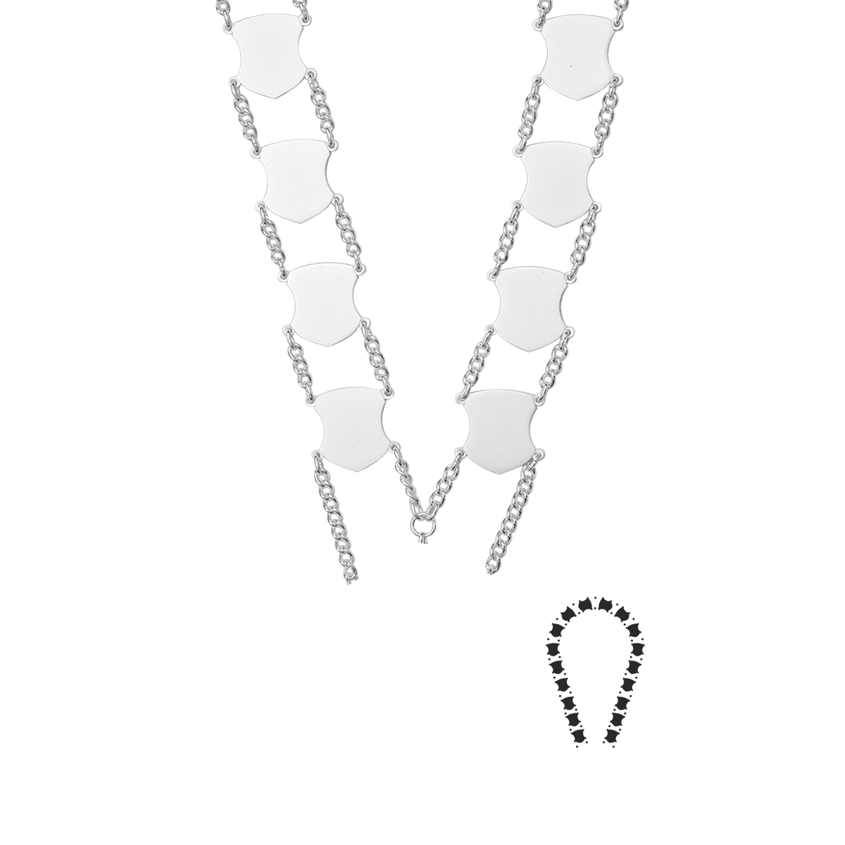 Schützenkette ohne Mittelstück, Messing, versilbert,