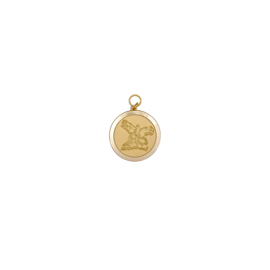 Medaille FASAN mit REBHUHN, Messing, vergoldet, mit Öse(n) und Ring(en)