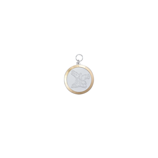Medaille FASAN mit REBHUHN, Messing, versilbert, mit Öse(n) und Ring(en)