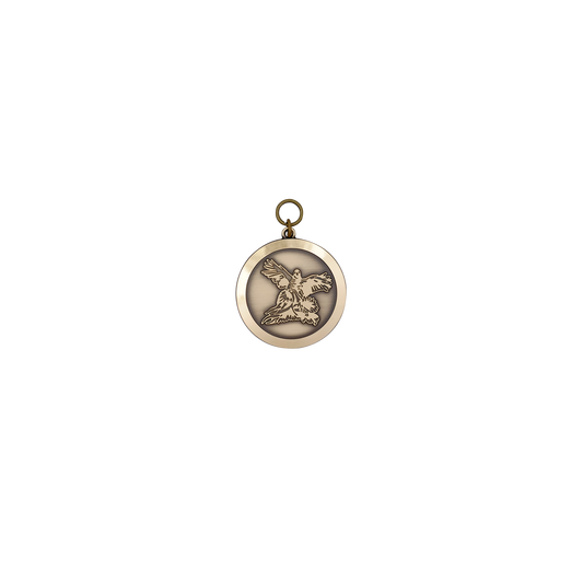 Medaille FASAN mit REBHUHN, Messing, bronzefarbig, mit Öse(n) und Ring(en)