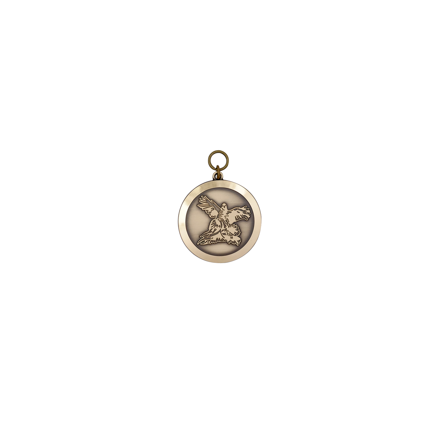 Medaille FASAN mit REBHUHN, Messing, bronzefarbig, mit Öse(n) und Ring(en)