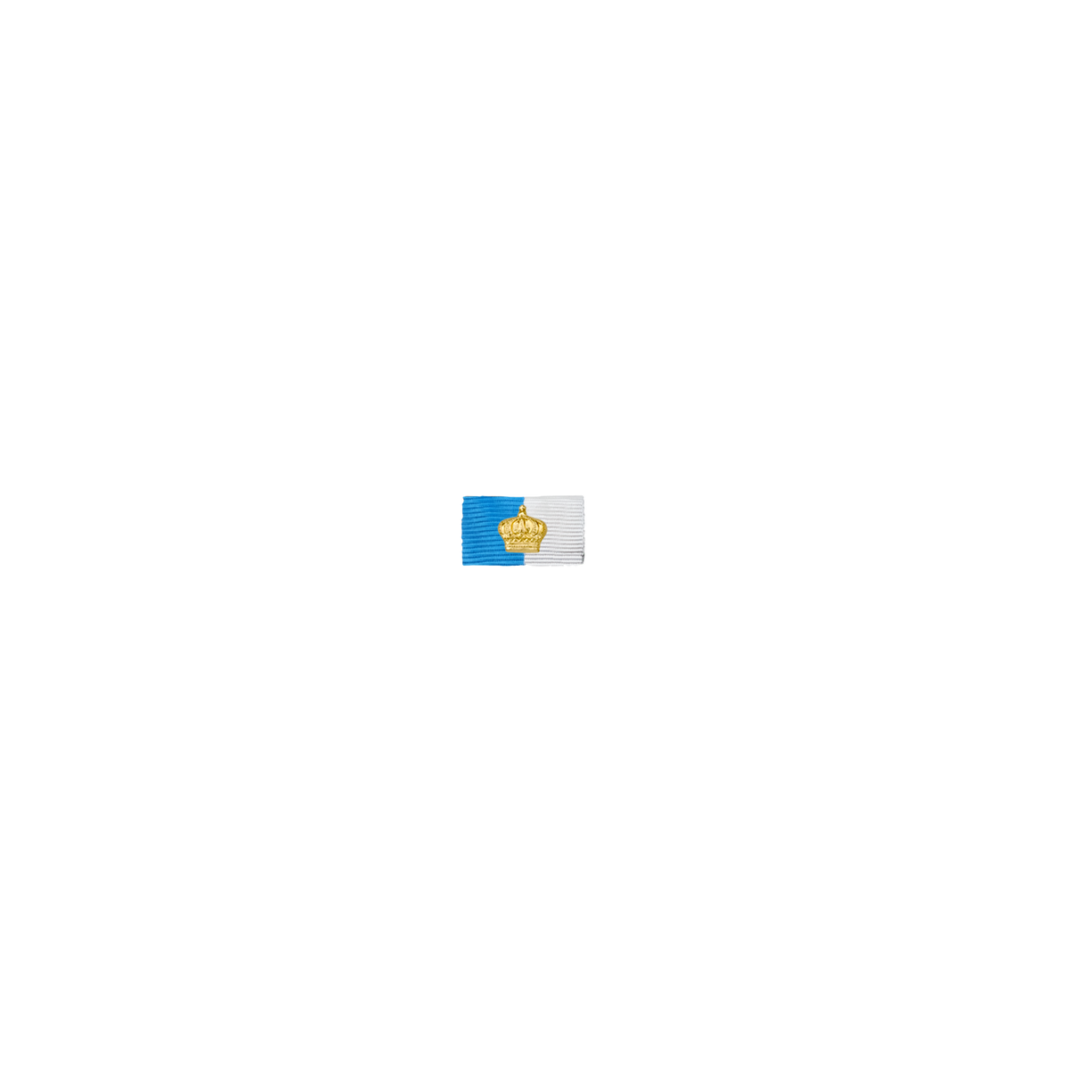 Bandspange, Krone, Blau-Weiß, mit Sicherheitsnadel