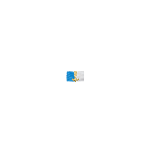 Bandspange Schwanz, Blau-Weiß, mit Sicherheitsnadel