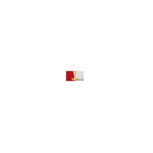 Bandspange, Rot-Weiß, mit Schwanz und Sicherheitsnadel