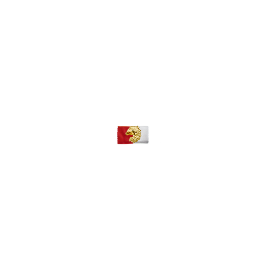 Bandspange, Rot-Weiß, mit Kopf und Sicherheitsnadel